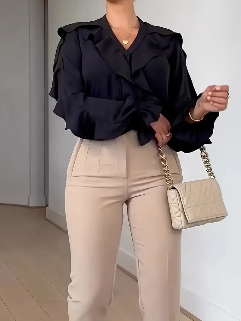 Isabelle blouse met ruches voor dames - romantisch en stijlvol