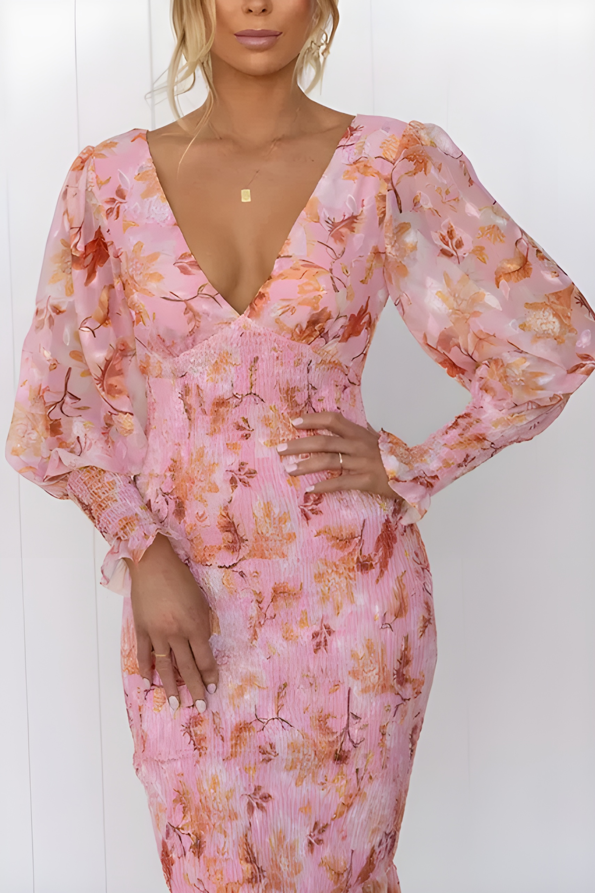 Elisa™ | Midi jurk met lange mouwen
