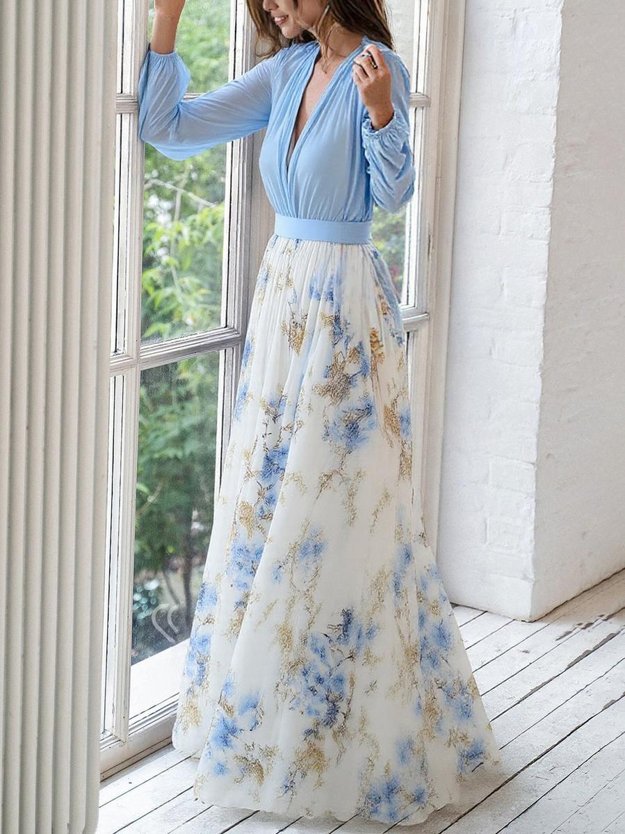 Elena™ | Elegante maxi jurk met diepe V-hals
