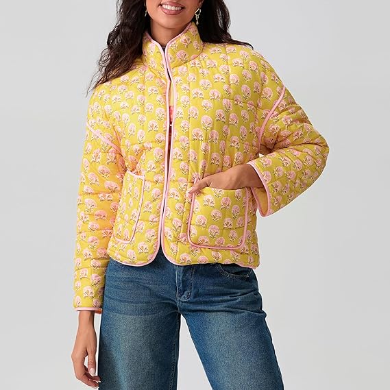 Simone™ | Jas met patchwork en bloemenprint