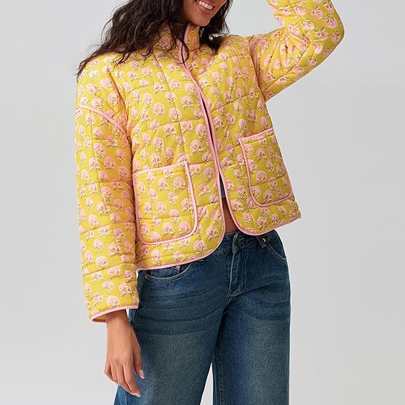 Simone™ | Jas met patchwork en bloemenprint