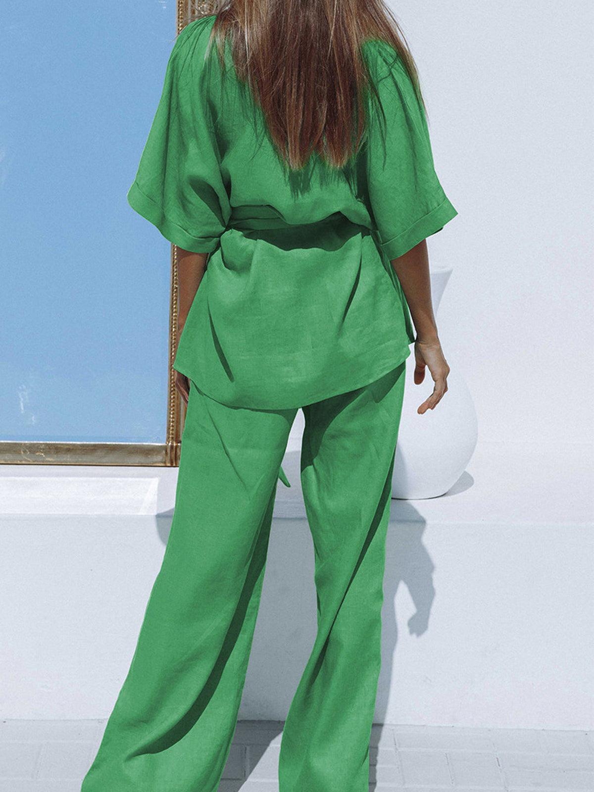 Gema - Oversized gebonden tweedelige broekenset
