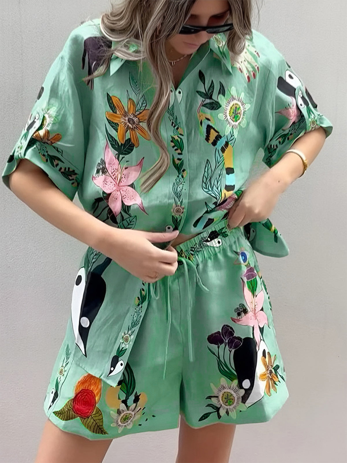 Saray - Oversized korte broek met bloemenprint