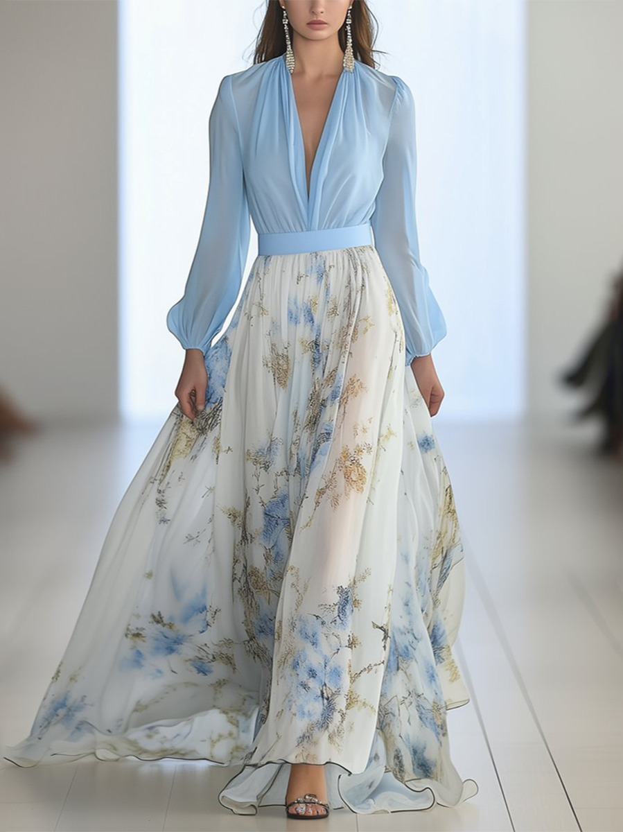 Elena™ | Elegante maxi jurk met diepe V-hals