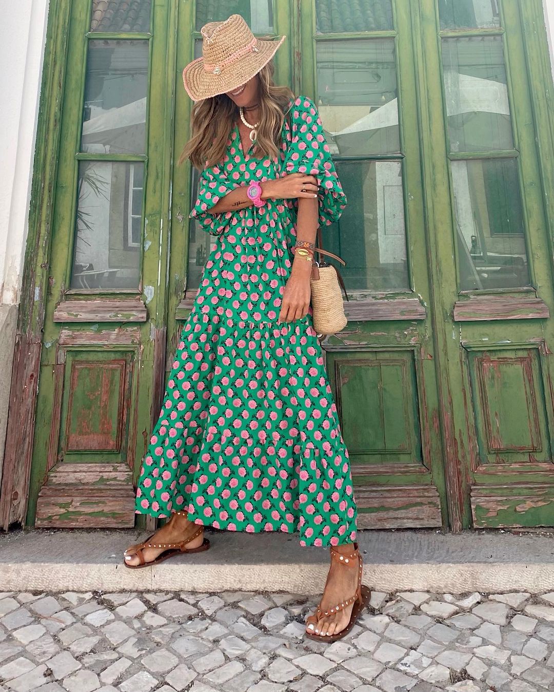 Susan™ | Maxi jurk met pofmouwen