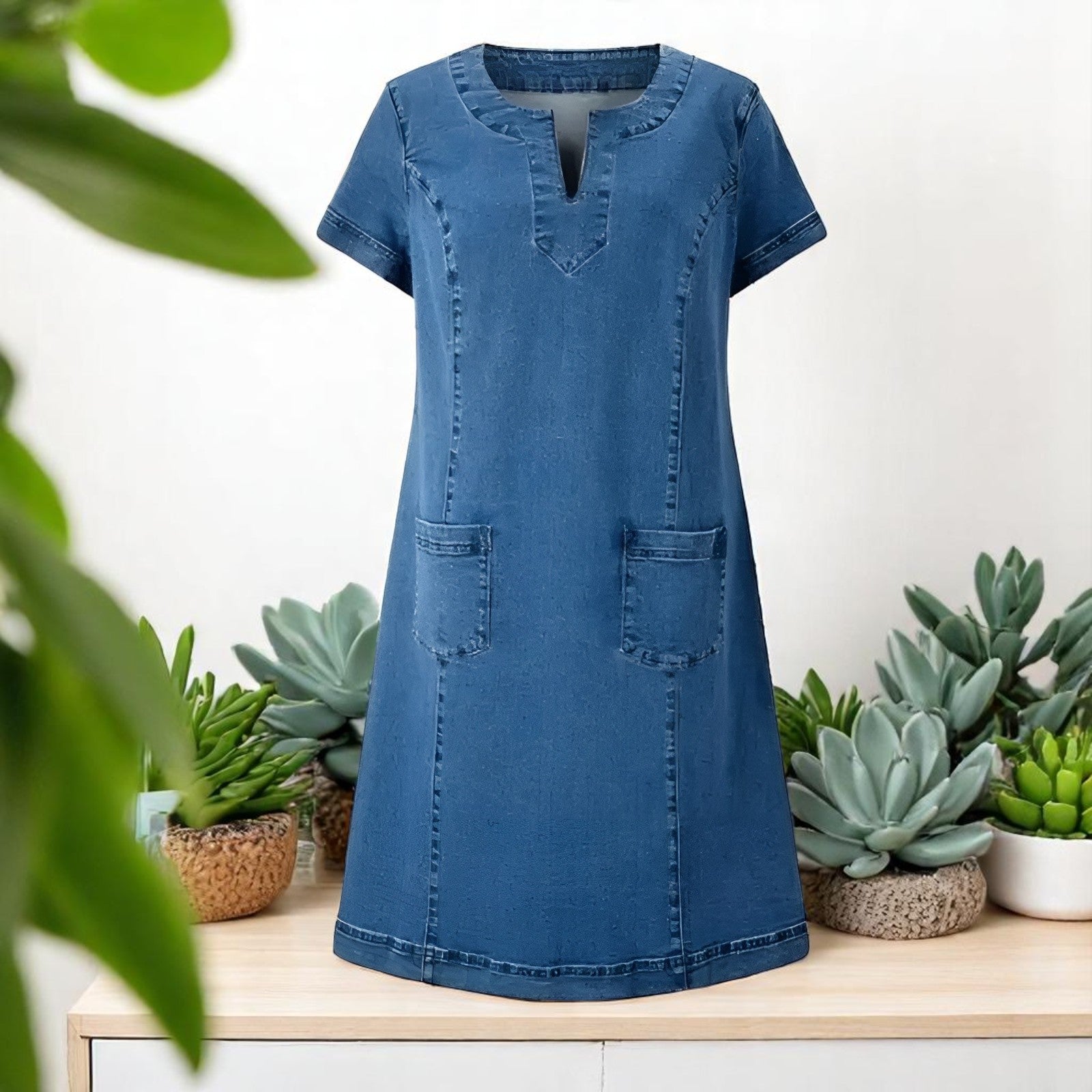 Amber™ | Zachte denim jurk met zakken