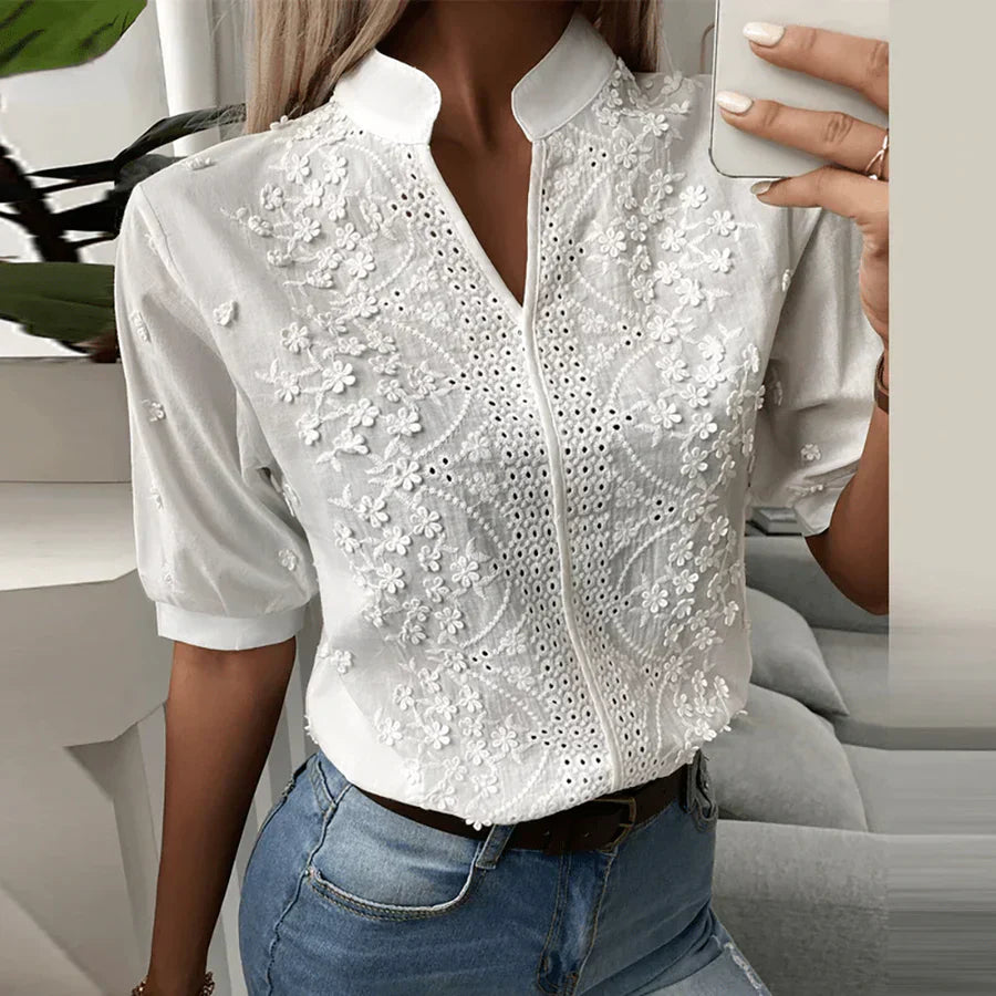 Elena kanten blouse dames - Geraffineerd en romantisch