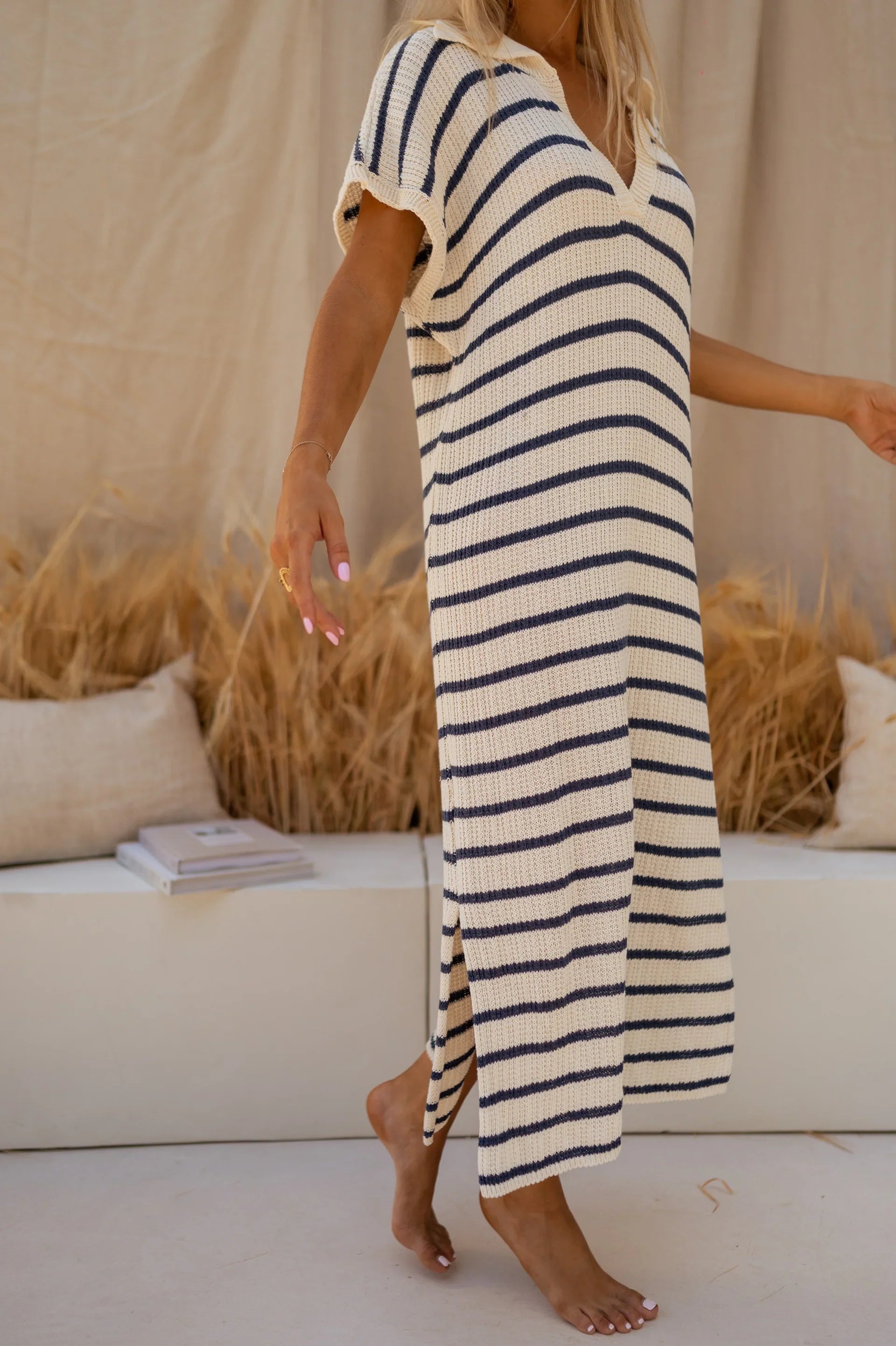 Sophia™ | Gestreepte gebreide zomerjurk