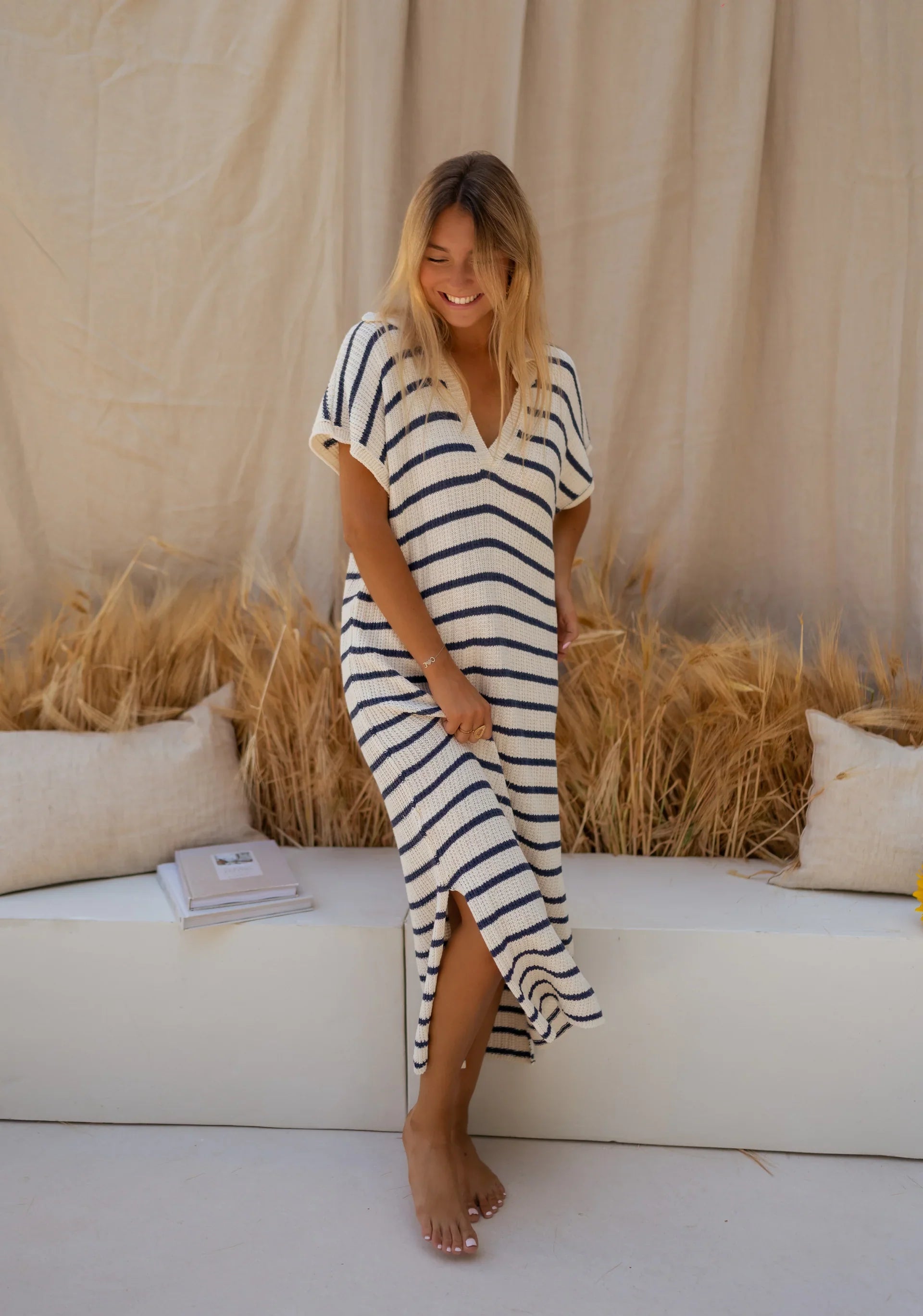 Sophia™ | Gestreepte gebreide zomerjurk