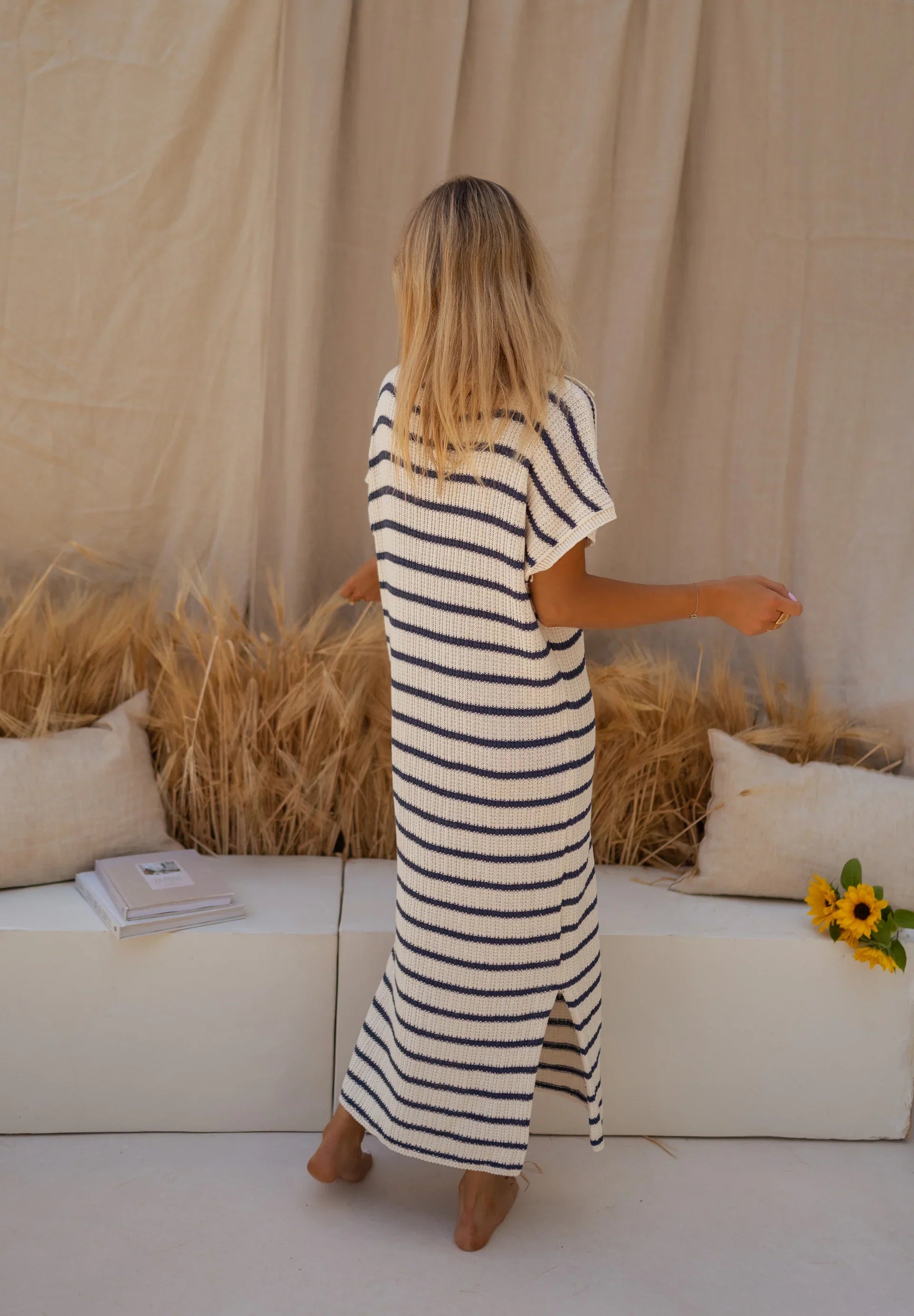Sophia™ | Gestreepte gebreide zomerjurk
