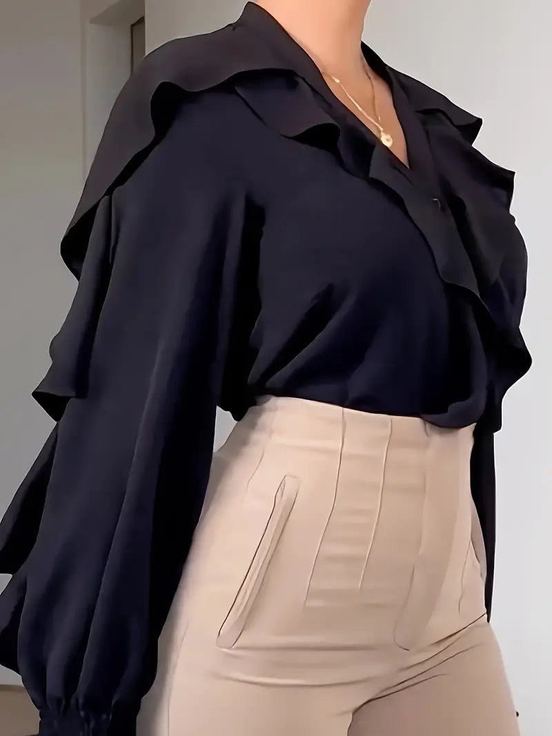 Isabelle blouse met ruches voor dames - romantisch en stijlvol