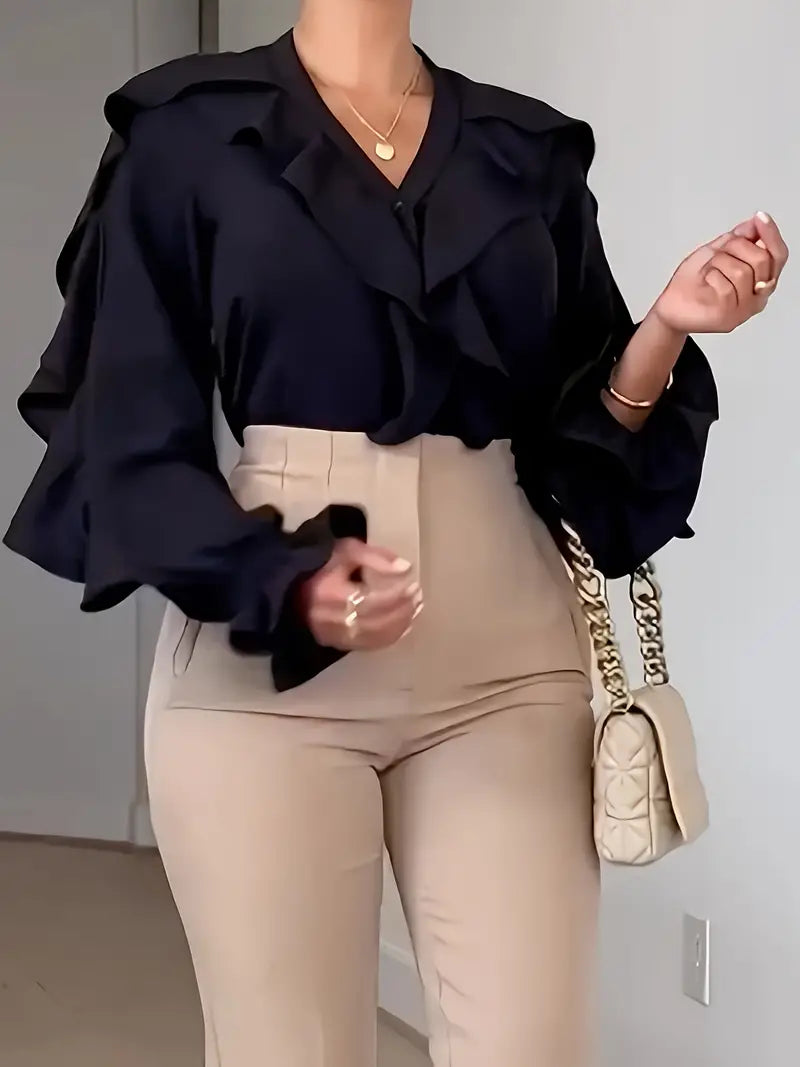 Isabelle blouse met ruches voor dames - romantisch en stijlvol