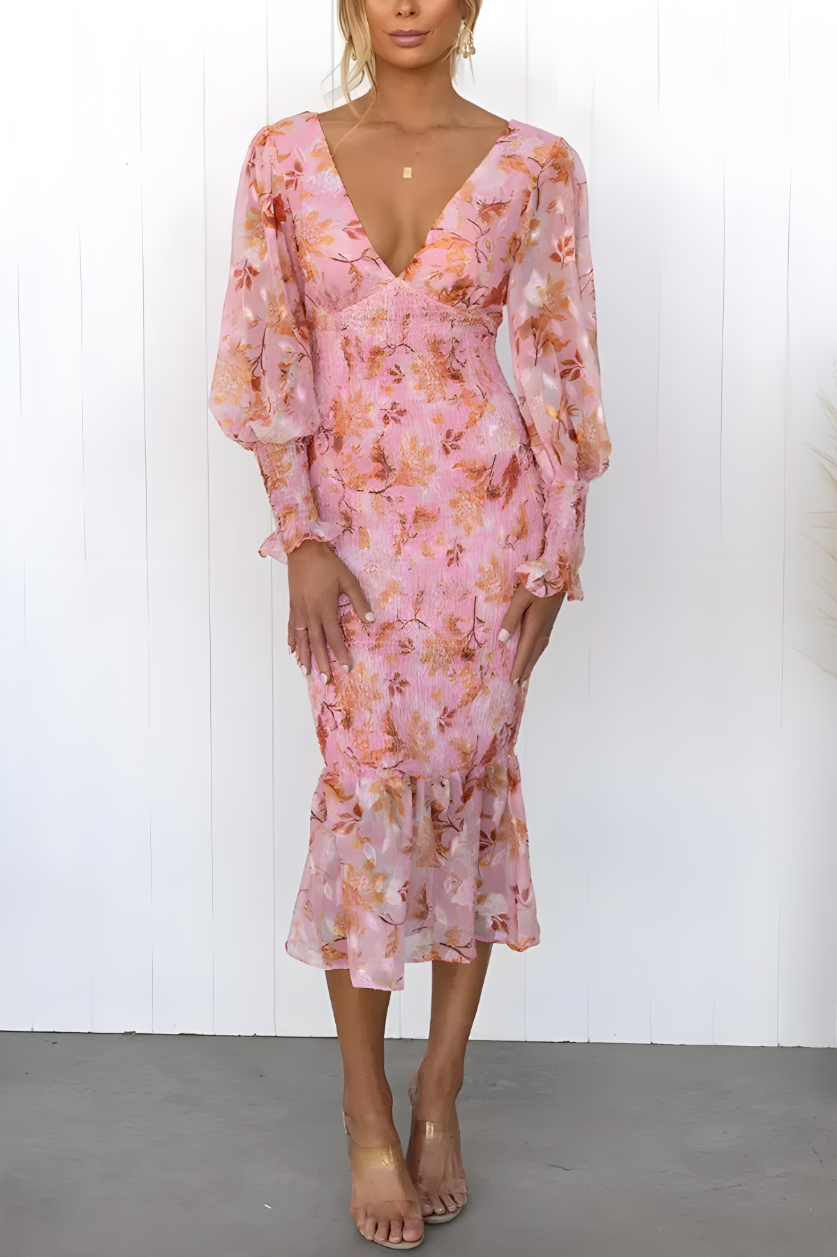 Elisa™ | Midi jurk met lange mouwen