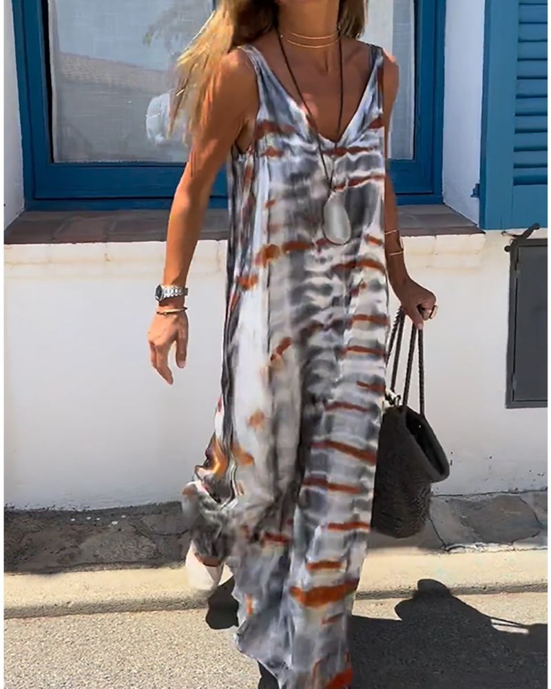 Soria™ | Mouwloze jurk met tie-dye print