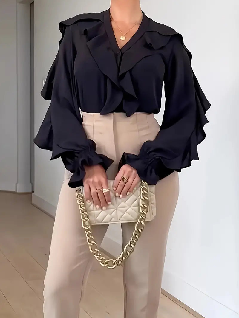Isabelle blouse met ruches voor dames - romantisch en stijlvol