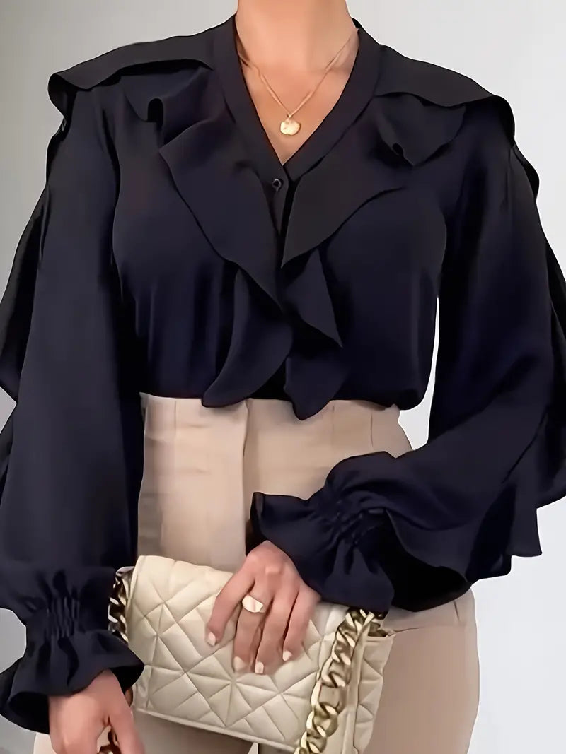 Isabelle blouse met ruches voor dames - romantisch en stijlvol
