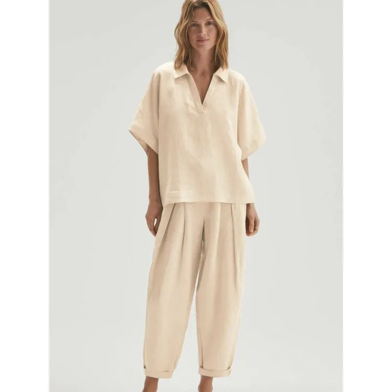 Velia - Top met korte mouwen en broek met hoge taille