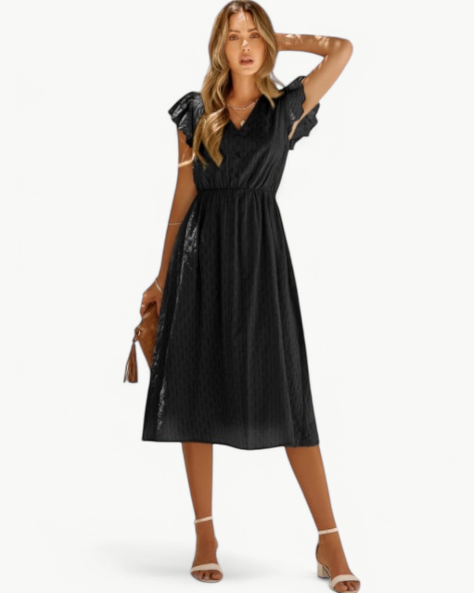 Lara™ | Midi jurk met V-hals