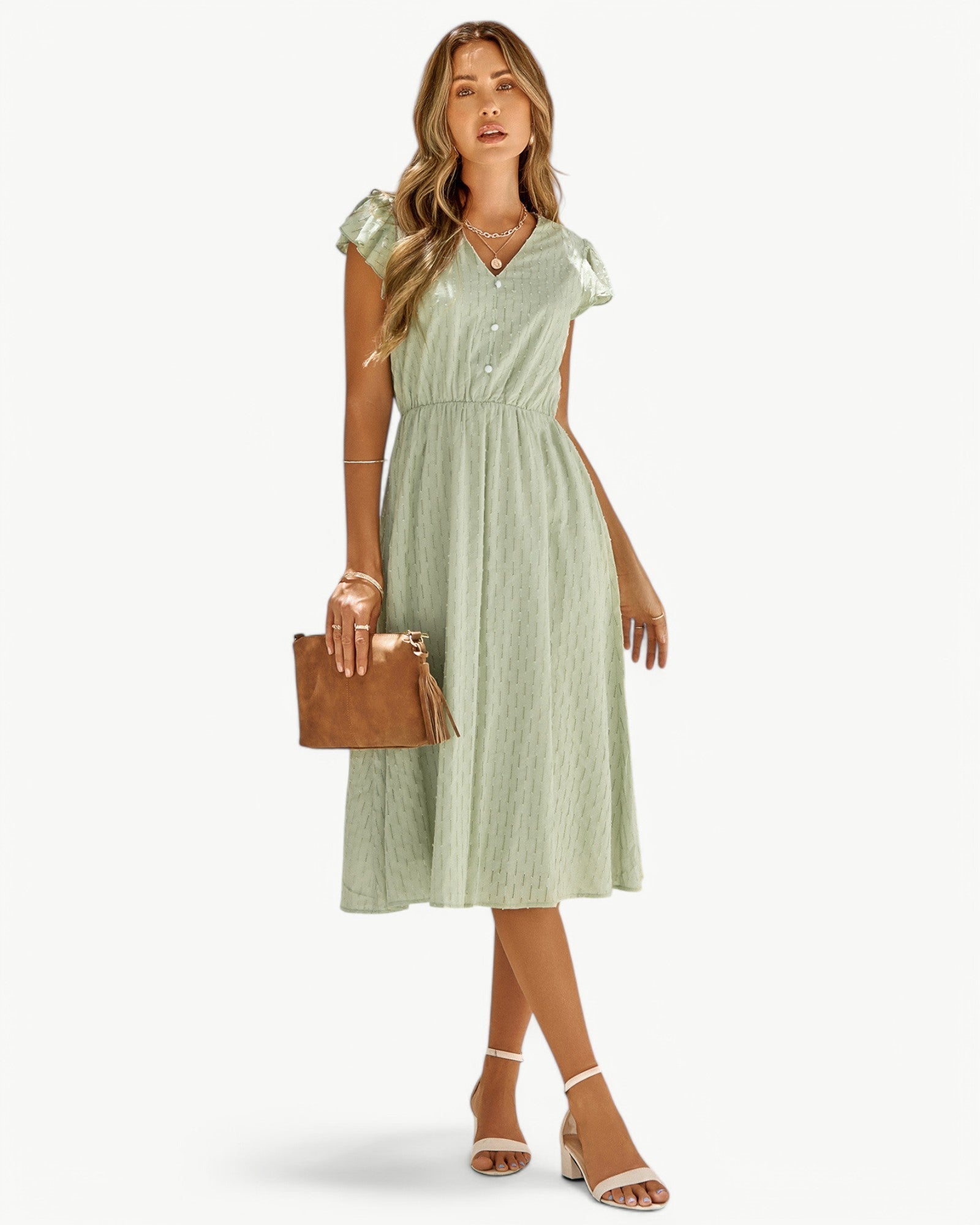 Lara™ | Midi jurk met V-hals