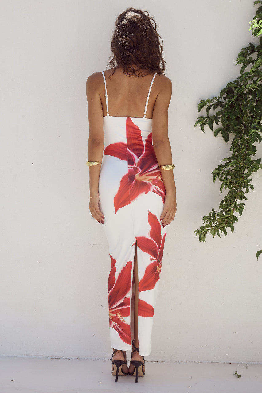Aisha™ | Midi jurk met bloem