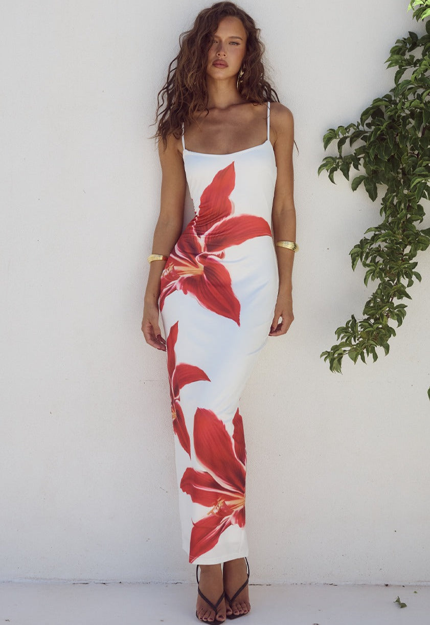 Aisha™ | Midi jurk met bloem