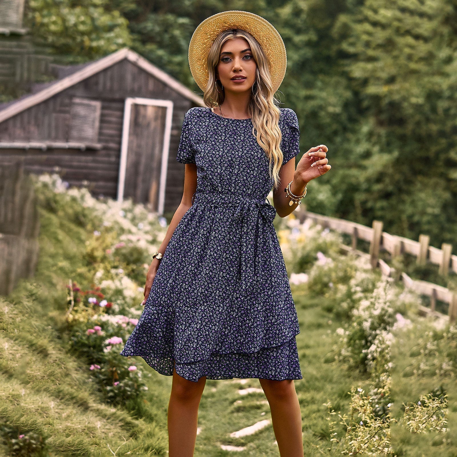 Liora™ | Boho midi-jurk met bloemen