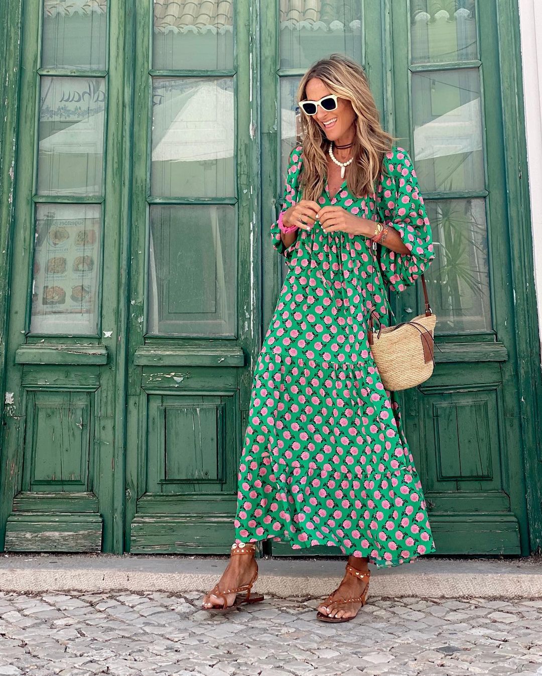Susan™ | Maxi jurk met pofmouwen