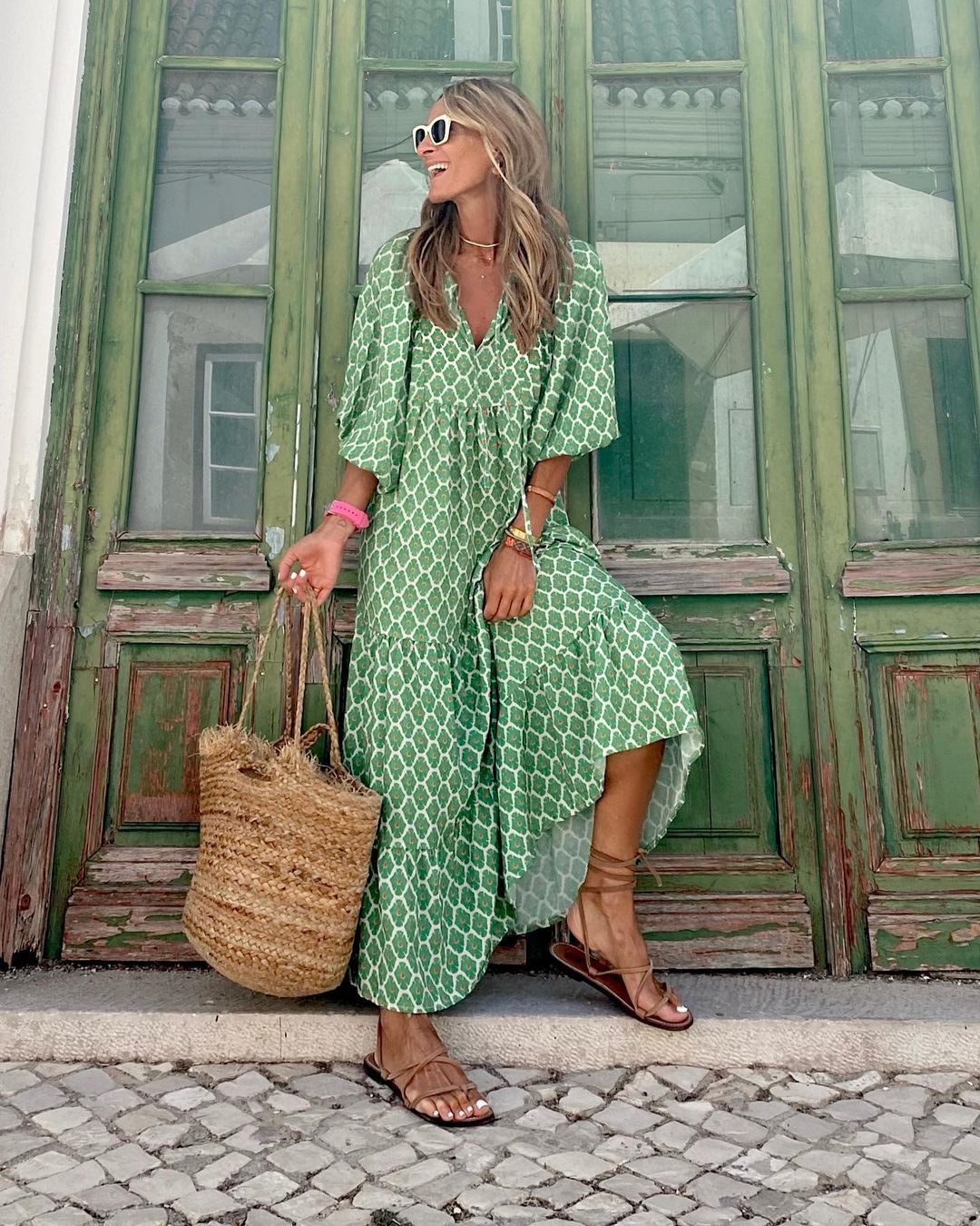 Susan™ | Maxi jurk met pofmouwen