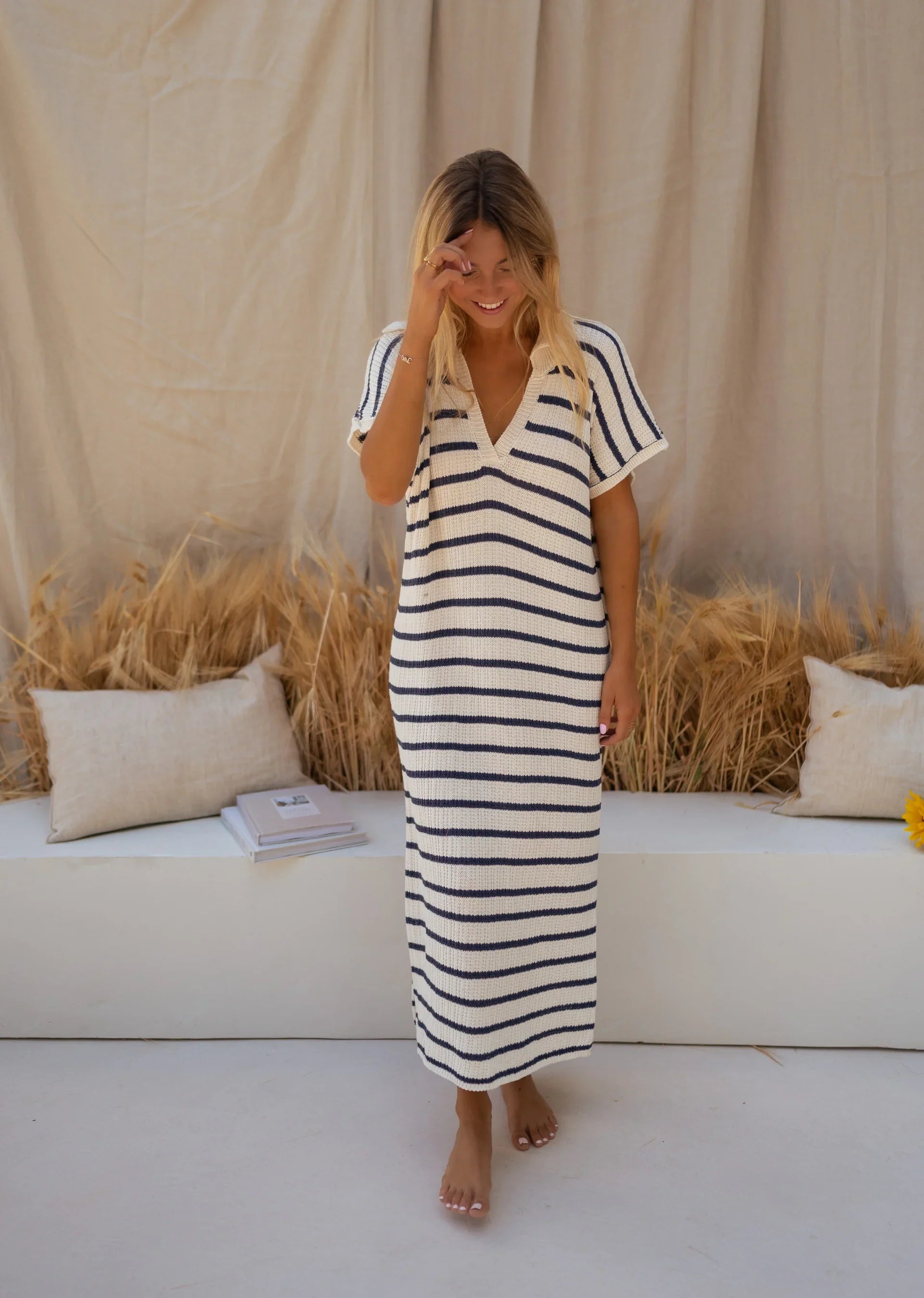 Sophia™ | Gestreepte gebreide zomerjurk
